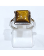 Bague Œil de Tigre Carré Argent 925