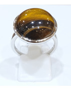 Bague Œil de Tigre Rond Argent 925