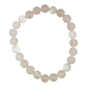 Bracelet Quarts Rose et Cristal de Roche Mat Pierres Rondes 8mm