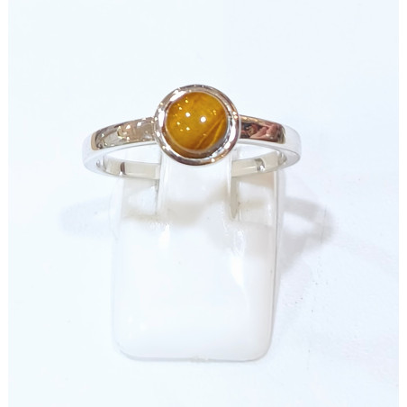 Bague Œil de Tigre Rond Argent 925 Taille 58
