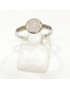 Bague Quartz Rose Rond Argent 925 Taille 54