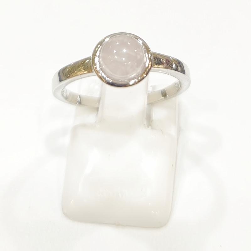 Bague Quartz Rose Rond Argent 925 Taille 54