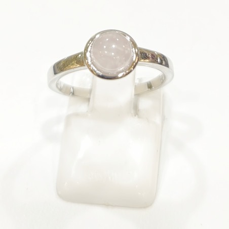 Bague Quartz Rose Rond Argent 925 Taille 54