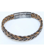 Bracelet Cuir Tressé Marron Clair 11.5mm 19 + 1.5 cm
