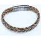 Bracelet Cuir Tressé Marron Clair 11.5mm 19 + 1.5 cm