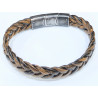Bracelet Cuir Tressé Marron Clair 11.5mm 19 + 1.5 cm