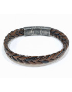 Bracelet Cuir Tressé Marron Foncé 11.5mm 19 + 1.5 cm
