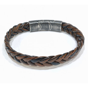 Bracelet Cuir Tressé Marron Foncé 11.5mm 19 + 1.5 cm