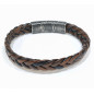 Bracelet Cuir Tressé Marron Foncé 11.5mm 19 + 1.5 cm