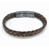 Bracelet Cuir Tressé Marron Foncé 11.5mm 19 + 1.5 cm