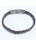Bracelet Cuir Tressé Violet 11.5mm 19 + 1.5 cm