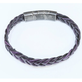 Bracelet Cuir Tressé Violet 11.5mm 19 + 1.5 cm