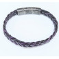 Bracelet Cuir Tressé Violet 11.5mm 19 + 1.5 cm