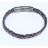 Bracelet Cuir Tressé Violet 11.5mm 19 + 1.5 cm