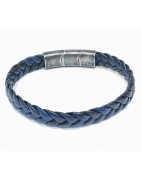 Bracelet Cuir Tressé Bleu 11.5mm 19 + 1.5 cm