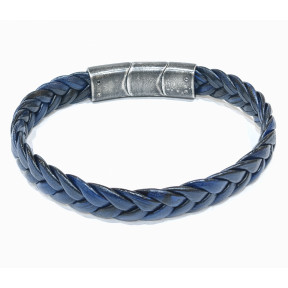 Bracelet Cuir Tressé Bleu 11.5mm 19 + 1.5 cm