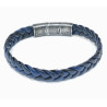 Bracelet Cuir Tressé Bleu 11.5mm 19 + 1.5 cm