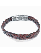Bracelet Cuir Tressé Rouge 11.5mm 19 + 1.5 cm