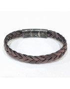 Bracelet Cuir Tressé Gris 11.5mm 19 + 1.5 cm