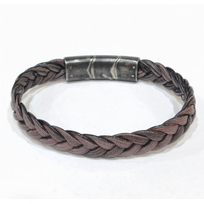 Bracelet Cuir Tressé Gris 11.5mm 19 + 1.5 cm