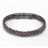 Bracelet Cuir Tressé Gris 11.5mm 19 + 1.5 cm