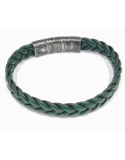 Bracelet Cuir Tressé Vert 11.5mm 19 + 1.5 cm