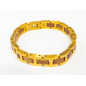 Bracelet Type Gourmette Bois de Kosso Acier Inox Plaqué Or l12mm L19.5 + 1.5 cm
