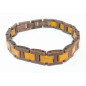 Bracelet Type Gourmette Bois de Teck Acier Inox Cuivre Antique l12mm L19.5 + 1.5 cm
