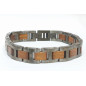 Bracelet Type Gourmette Bois de Noyer Acier Inox IP Metal Gun l12mm L19.5 + 1.5 cm