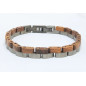 Bracelet Type Gourmette Bois de Teck Acier Inox Cuivre Antique l10mm L19.5 + 1.5 cm