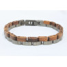 Bracelet Type Gourmette Bois de Teck Acier Inox Cuivre Antique l10mm L19.5 + 1.5 cm