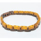 Bracelet Type Gourmette Bois de Teck Clair Acier Inox Cuivre Antique l10mm L19.5 + 1.5 cm