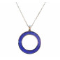 Pendentif Imitation Opale Nuit Etoilée Cercle avec Chaîne Acier Inox 45 + 5 cm