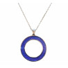 Pendentif Imitation Opale Nuit Etoilée Cercle avec Chaîne Acier Inox 45 + 5 cm