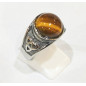 Bague Œil de Tigre Type Chevalière Acier Inox