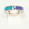 Anneau Opale Bleue et Nuit Etoilée Doublée Acier Inox l5mm