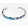 Bracelet Imitation Opale Bleue et Nuit Etoilée l5.5 cm Acier Inox
