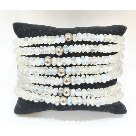 Bracelet Pierre de Lune Baroque avec Insert Bille Acier
