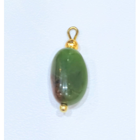 Pendentif Jaspe Sanguin avec Attache Dorée