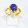Bague Lapis-Lazuli Acier Inox Plaqué Or Taille Réglable