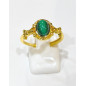 Bague Malachite Acier Inox Plaqué Or Taille Réglable