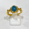 Bague Apatite Acier Inox Plaqué Or Taille Réglable