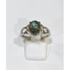 Bague Labradorite Acier Inox Taille Réglable