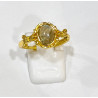 Bague Labradorite Acier Inox Plaqué Or Taille Réglable