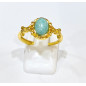 Bague Amazonite Acier Inox Plaqué Or Taille Réglable