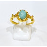 Bague Amazonite Acier Inox Plaqué Or Taille Réglable