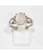 Bague Quartz Rose Acier Inox Taille Réglable