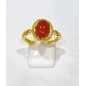 Bague Cornaline Acier Inox Plaqué Or Taille Réglable