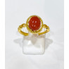 Bague Cornaline Acier Inox Plaqué Or Taille Réglable