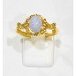 Bague Calcédoine Acier Inox Plaqué Or